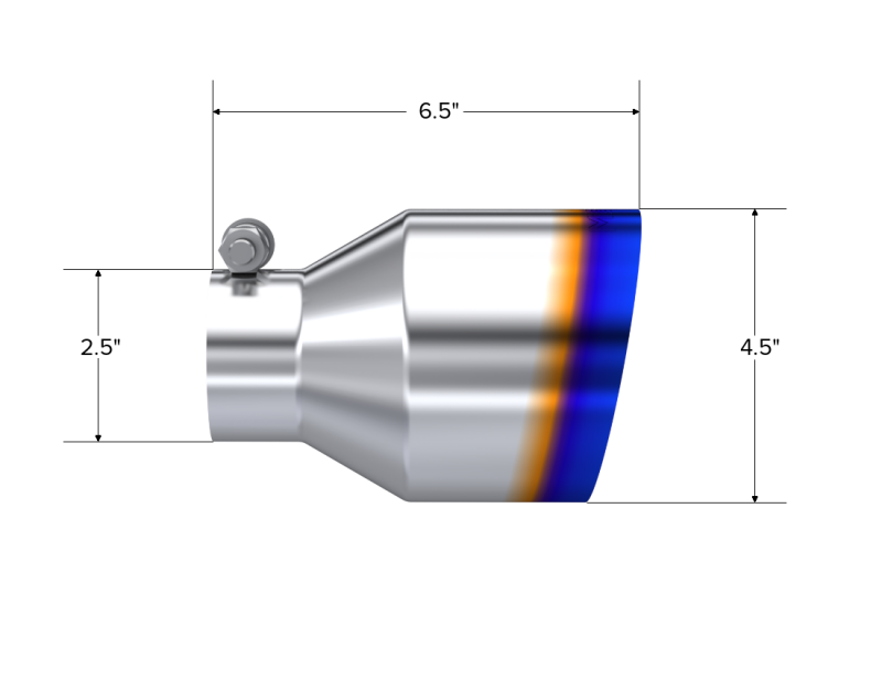 MBRP Universal Burnt SS Tip 2.5in ID / 4.5in OD Out / 6.5in Length Angle Cut Single Wall-thumbmail-2