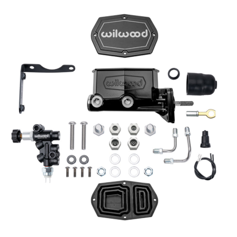 Wilwood MOPAR Compact Tandem M/C Kit w/ P-Valve & Pushrod 1in Bore - Black-thumbmail-1