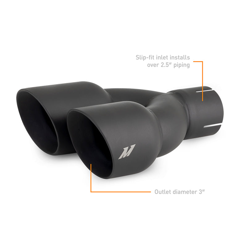 Mishimoto Dual Offset Tips 2.5in Inlet 3in Outlet Slash Cut - Black-thumbmail-5