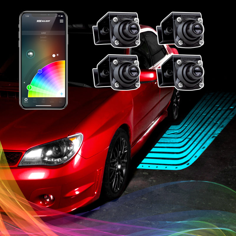 XK Glow Curb FX Bluetooth XKchrome App Waterproof LED Projector Welcome Light Angel Wing Style 4pc-thumbmail-2