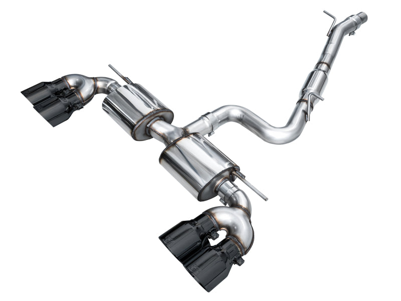 AWE MK8 Volkswagen Golf R 3in Touring Edition Quad Exhaust - Diamond Black Tips-thumbmail-1