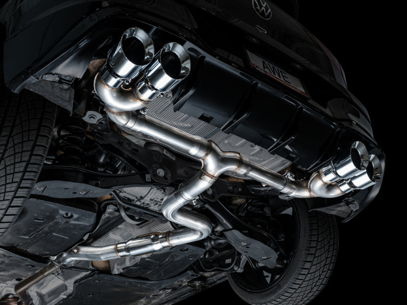 AWE MK8 Volkswagen Golf R 3in Track Edition Quad Exhaust - Chrome Silver Tips-thumbmail-10
