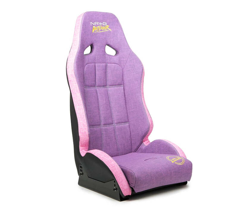 NRG Defender Water Resistant Steel Frame Susp. Seat - Purple w/ Pink Trim/Defender Logo/Side Bracket-thumbmail-1
