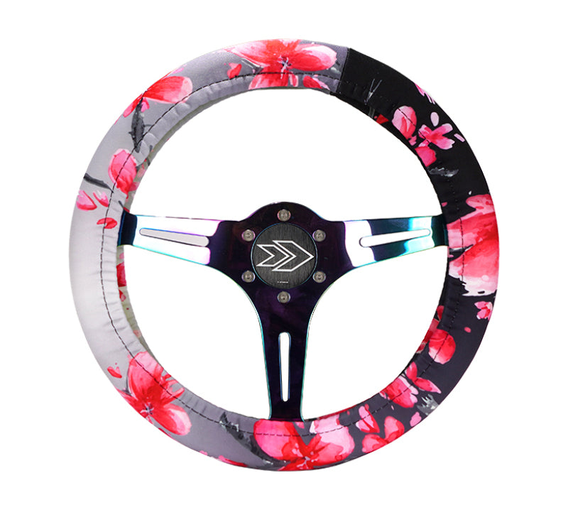 NRG Steering Wheel Cover - Sakura Stretch Polyester w/ PrismaTag-thumbmail-2