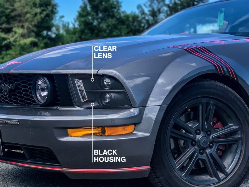 Raxiom 05-09 Ford Mustang Excluding GT500 LED Halo Projector Headlights- Blk Housing (Clear Lens)-thumbmail-17