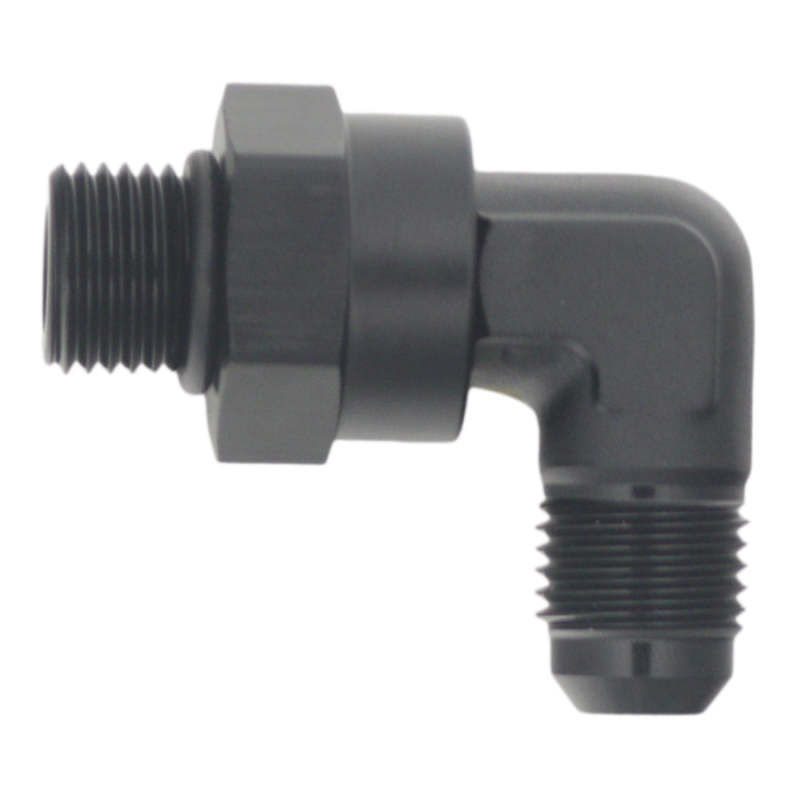 DeatschWerks 6AN ORB Male Swivel to 90-Degree 6AN Male Flare - Anodized Matte Black-thumbmail-1
