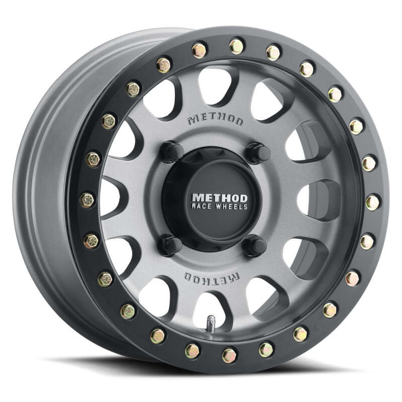 Method MR401 UTV Beadlock 15x6 / 5+1/53mm Offset / 4x136 / 106mm CB Titanium Wheel- Matte Black Ring-thumbmail-1