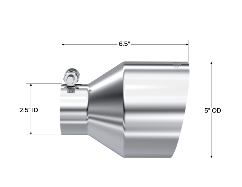 MBRP Universal T304 Stainless Steel Tip 2.5in ID / 5in OD Out / 6.5in Length Angle Cut Single Wall-thumbmail-2