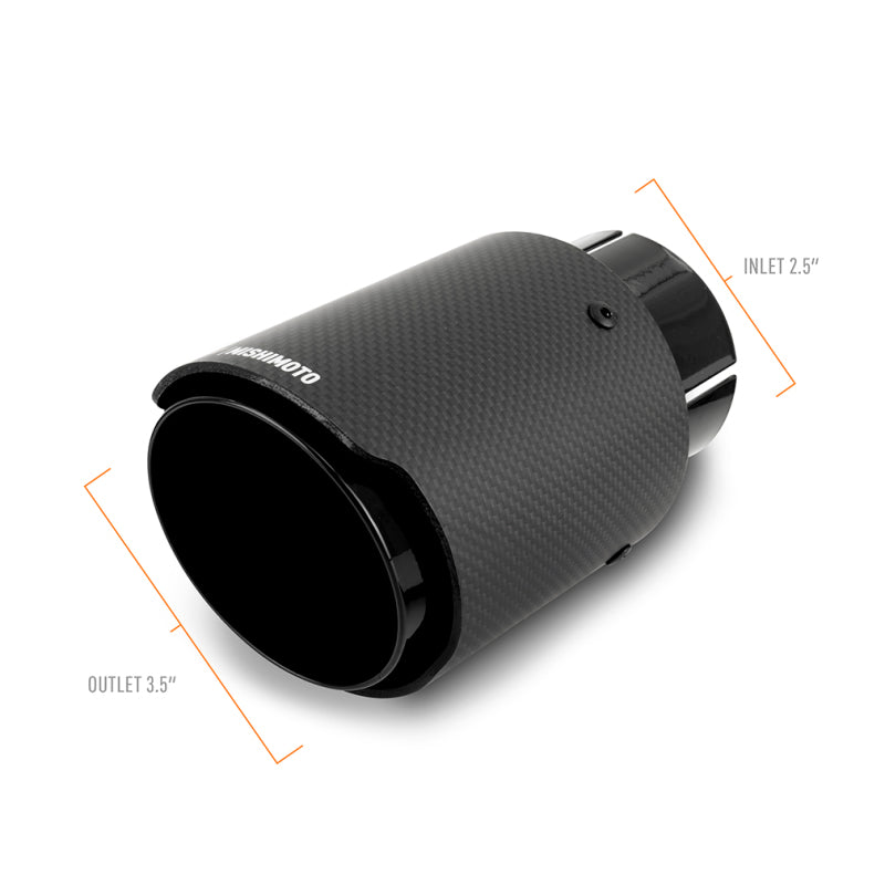 Mishimoto 2x Carbon Fiber Muffler Tip 2.5in Inlet 3.5in Outlet Black-thumbmail-4