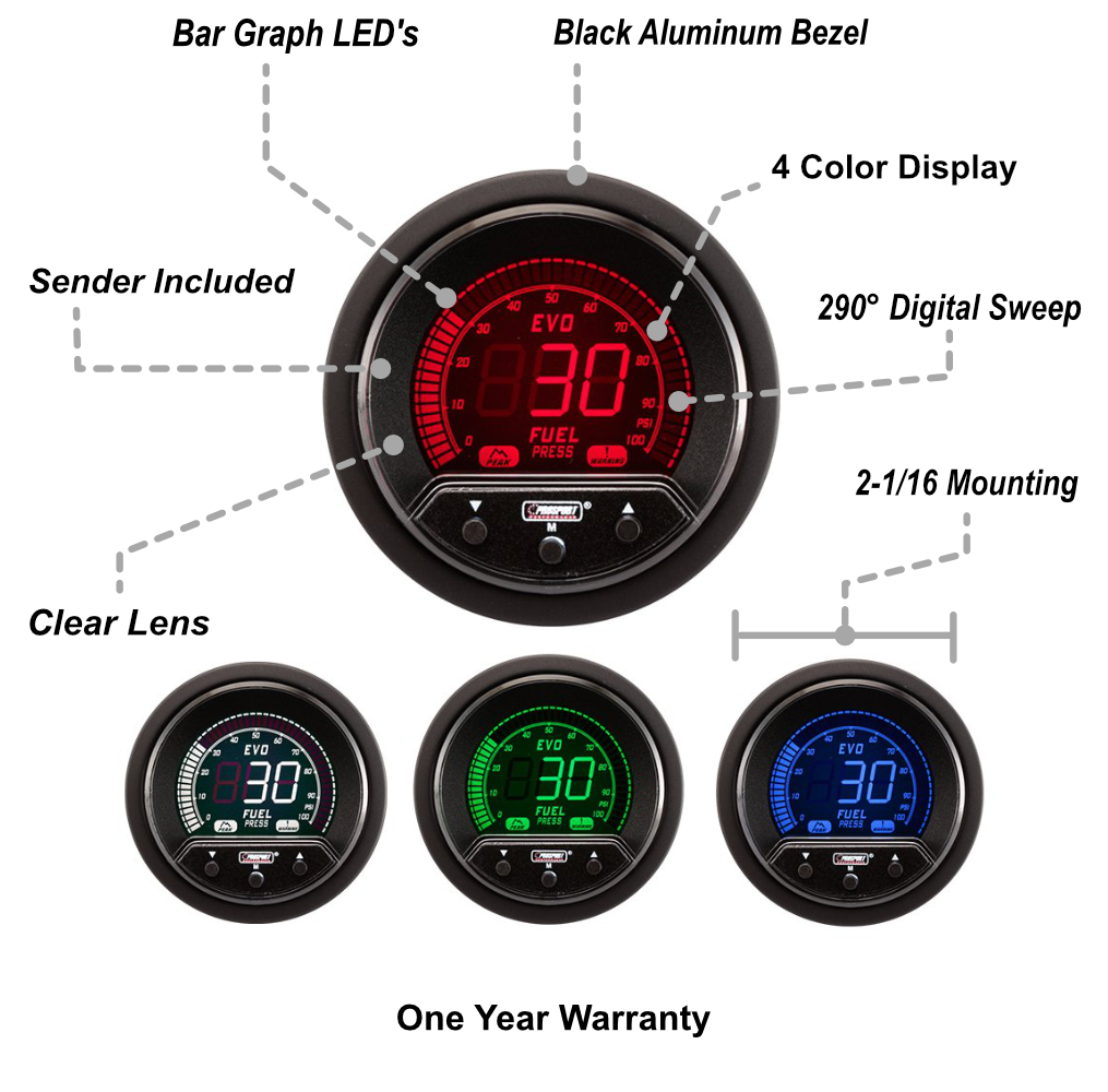 2-1/16" Premium Evo Electrical Fuel Pressure Gauge-thumbmail-2