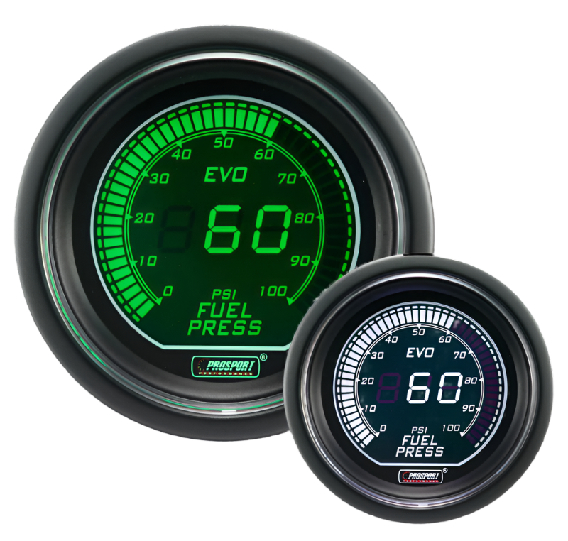 2-1/16" Evo Electrical White and Green Fuel Pressure Gauge-thumbmail-1