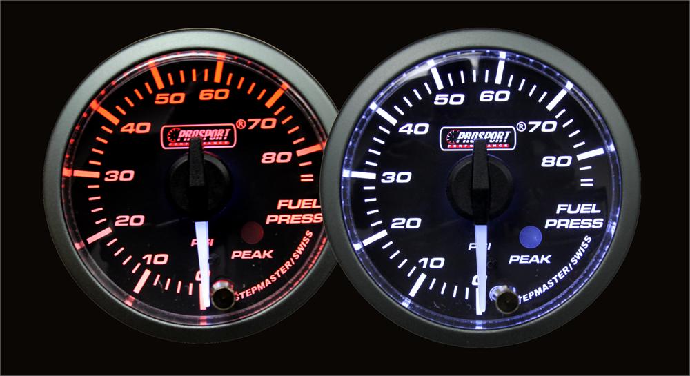 2-1/16" Premium White Pointer Clear Lens Amber/White Fuel Pressure Gauge-thumbmail-3