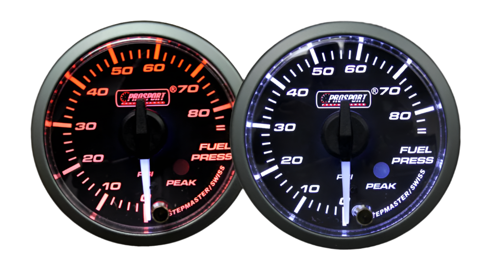 2-1/16" Premium White Pointer Clear Lens Amber/White Fuel Pressure Gauge-thumbmail-1