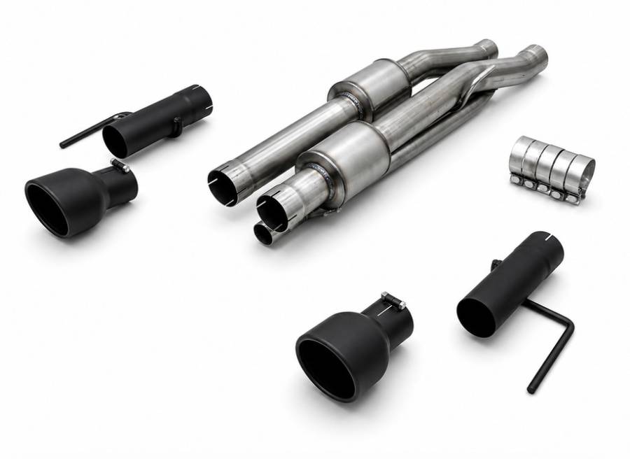 Gibson 69553-B dual split cat-back exhaust with black tips for Ford F-150 Raptor, view 1