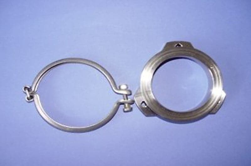HKS 14999-AK012 TO4Z front-pipe flange and V-band clamp open view