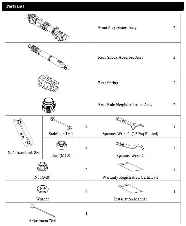 HKS 80310-AS001 Hipermax R ZC33S complete parts list