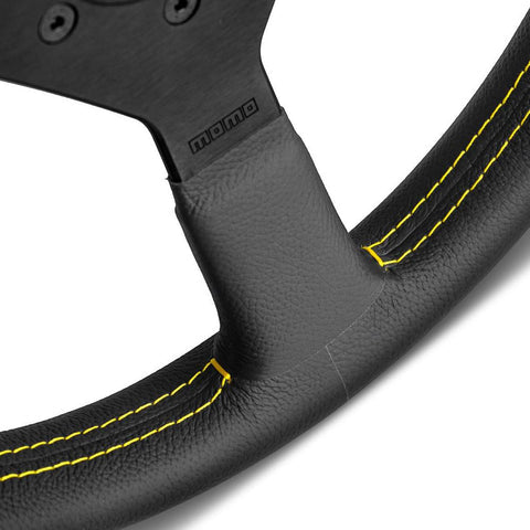 MOMO MCL35BK5B Montecarlo 350 mm steering wheel with yellow stitching, alternate view