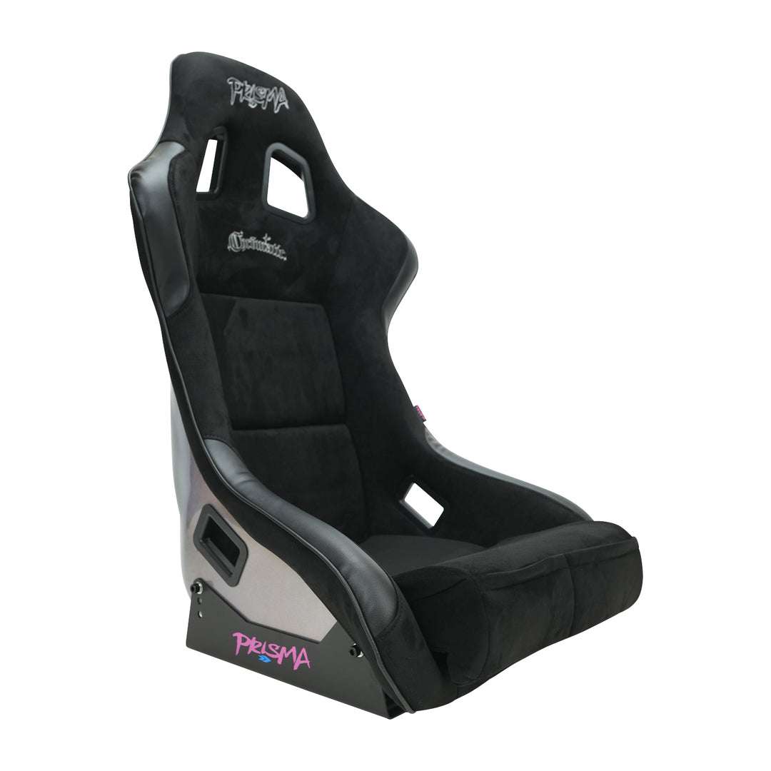 NRG Anti Chromatic Black large bucket seat rear three-quarter view