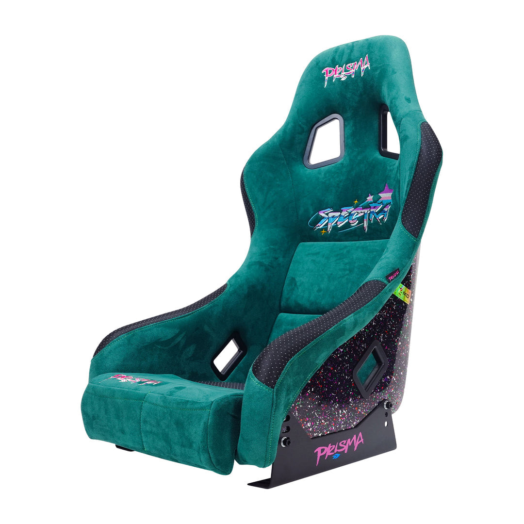 NRG SPECTRA forest green medium bucket seat rear three-quarter view