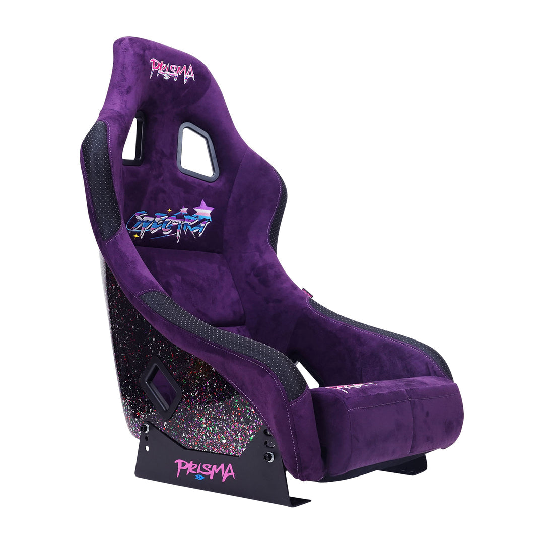 NRG SPECTRA violet medium bucket seat front three-quarter view