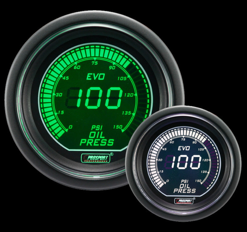 2-1/16" Evo Electrical Green/White Oil Pressure Gauge--thumbmail-4