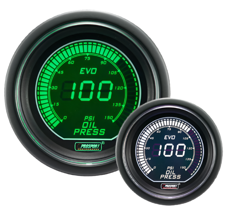 2-1/16" Evo Electrical Green/White Oil Pressure Gauge--thumbmail-1