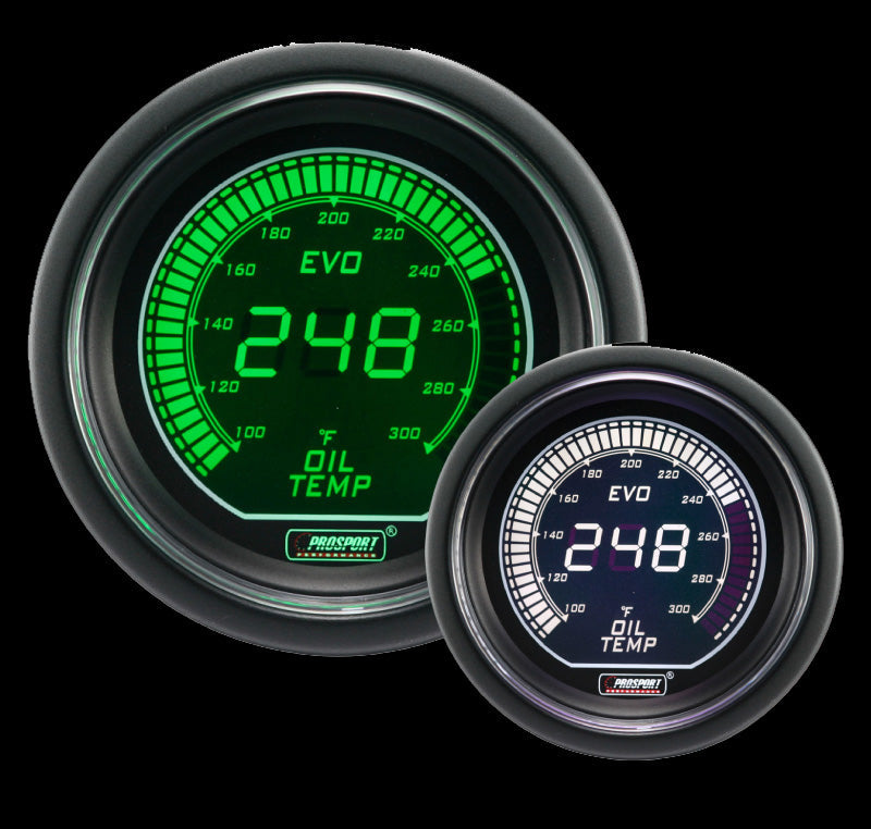 2-1/16" Evo Electrical Green and White Oil Temperature Gauge--thumbmail-4