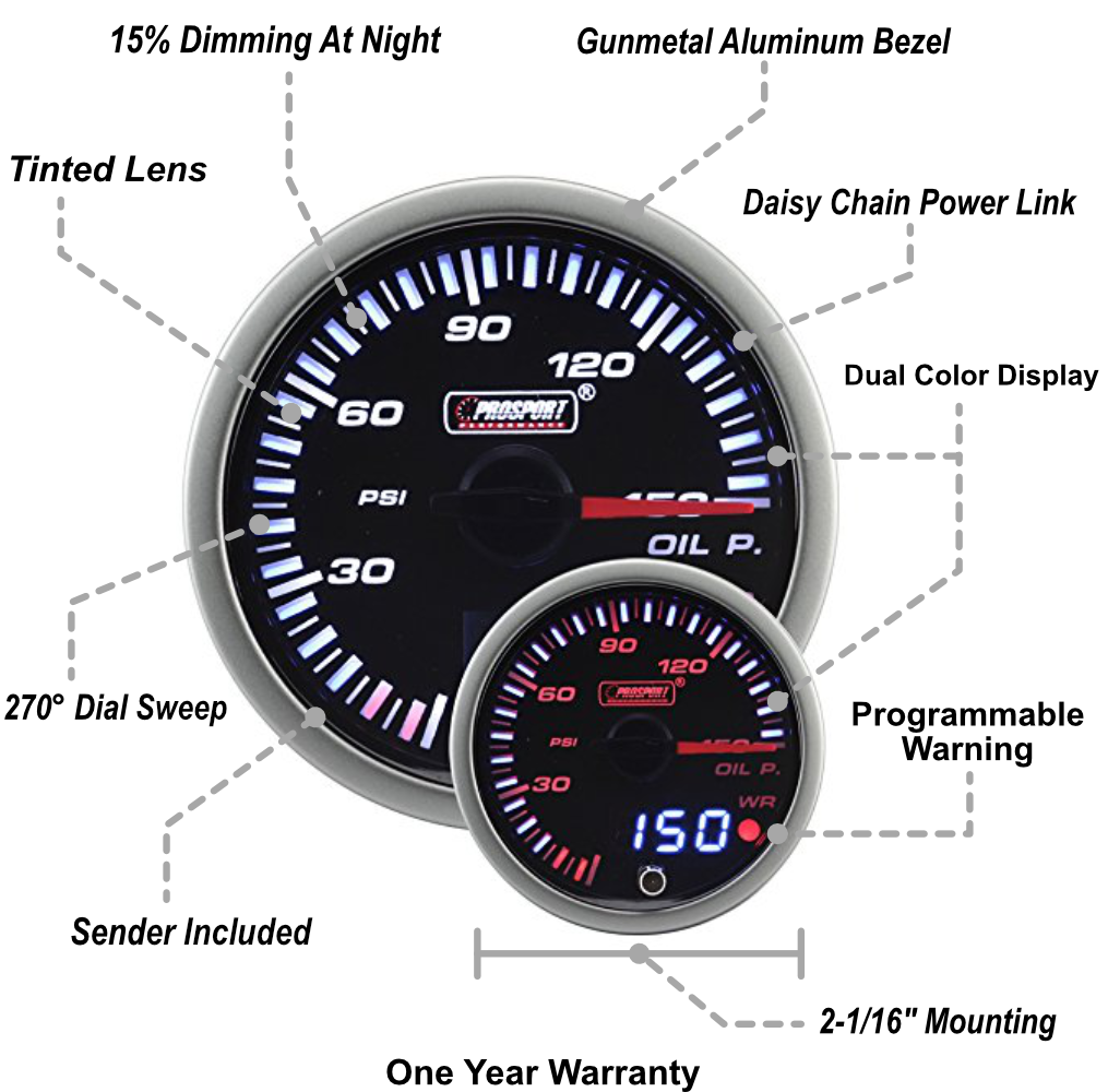 2-1/16" JDM Electrical Oil Pressure Gauge-thumbmail-2