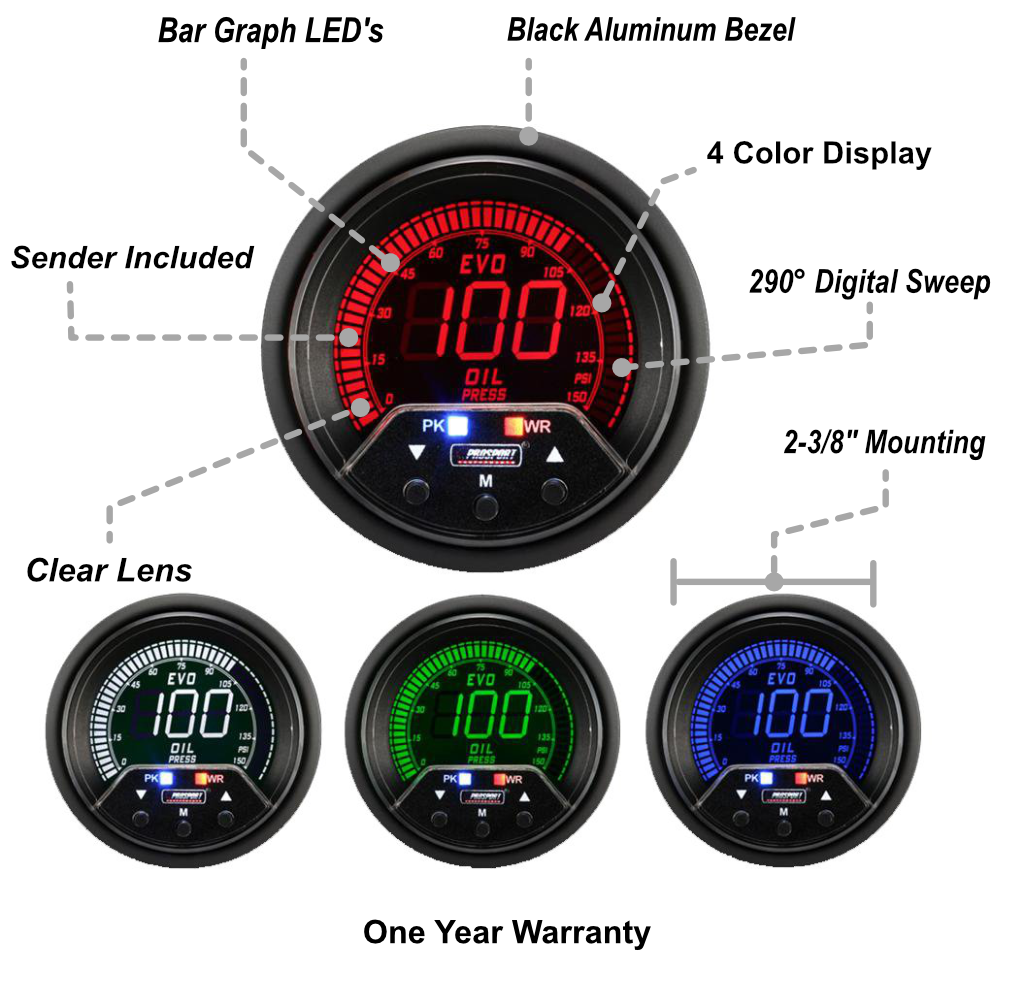 2-3/8" Premium Evo Electrical Oil Pressure Gauge-thumbmail-2