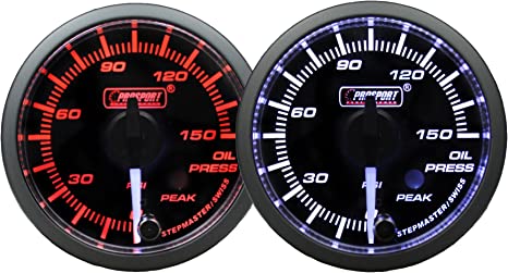 2-1/16" Premium White Pointer Clear Lens Amber/White Oil Pressure Gauge-thumbmail-1