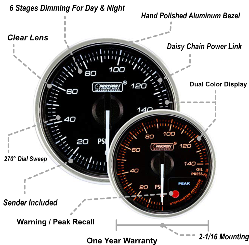 2-1/16" Supreme Series Electrical Oil Pressure Gauge-thumbmail-2