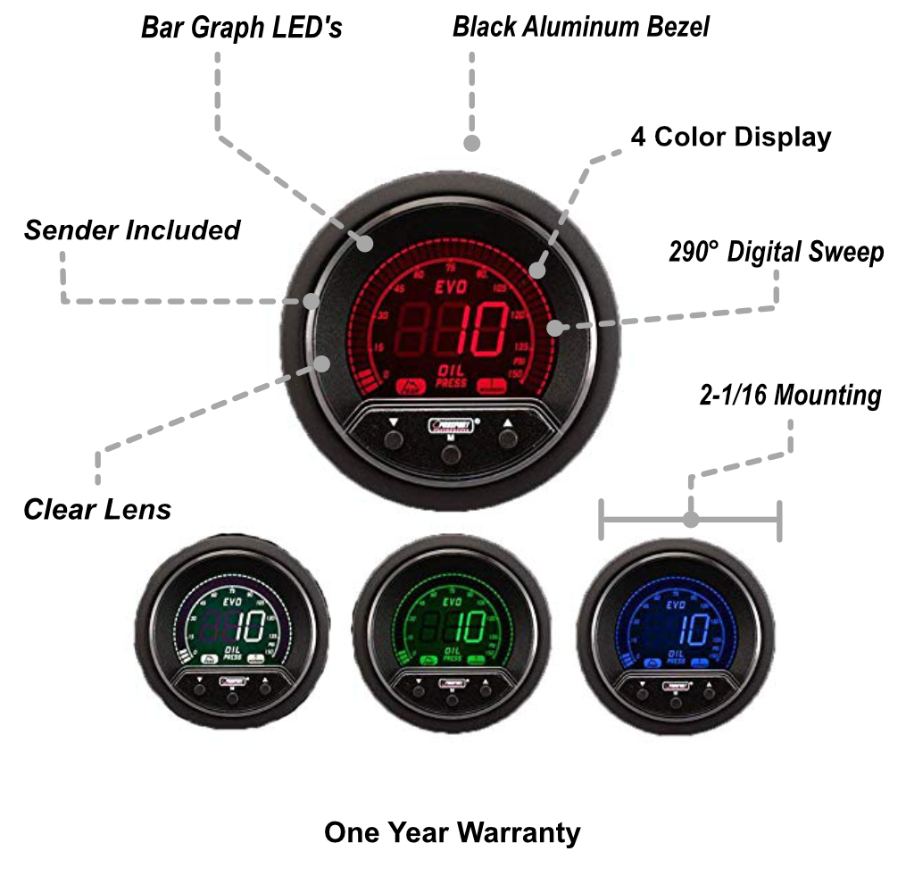 2-1/16" Premium Evo Electrical Oil Pressure Gauge-thumbmail-2