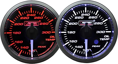 2-1/16" Premium White pointer Clear Lens Amber/White Oil Temperature Gauge--thumbmail-1