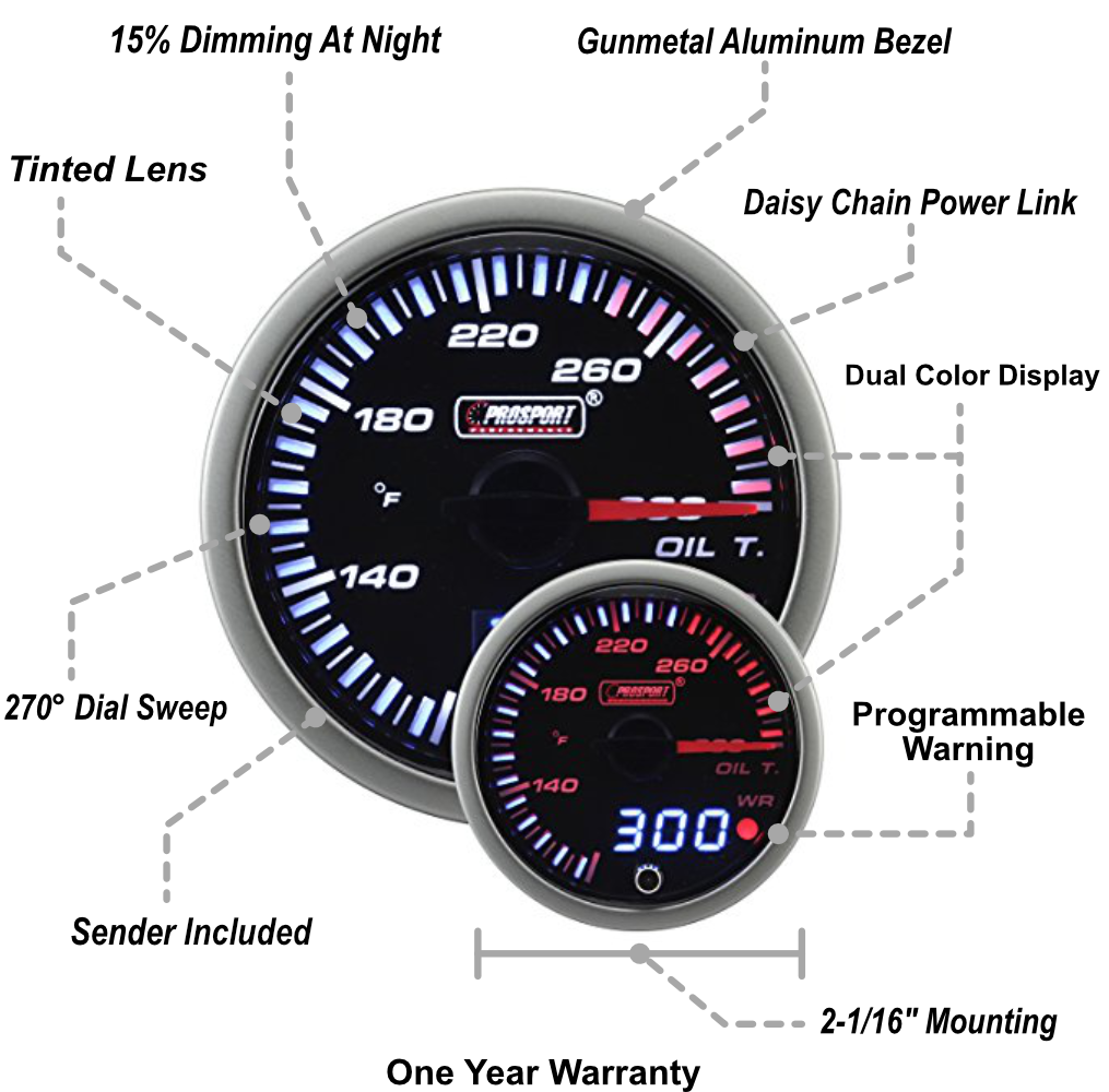 2-1/16" JDM Electrical Oil Temperature Gauge-thumbmail-2