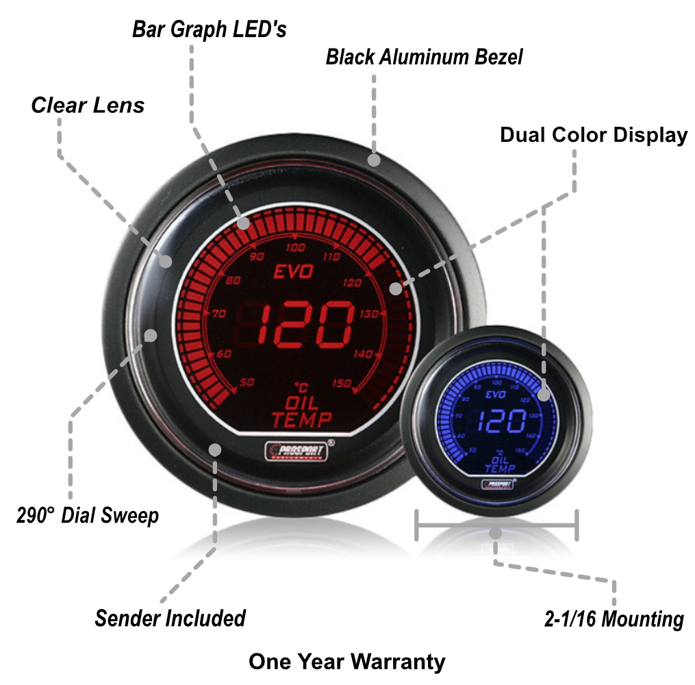2-1/16" Evo Electrical Oil Temperature Gauge-Celsius-thumbmail-2