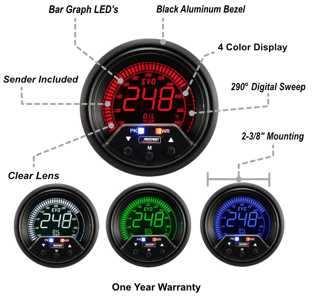 2-3/8" Premium Evo Electrical Oil Temperature Gauge-thumbmail-2
