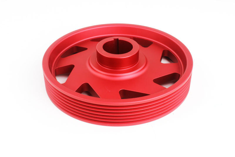 PERRIN PHP-ENG-100RD red lightweight crank pulley, angled view