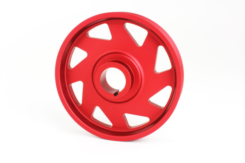 PERRIN PHP-ENG-100RD red lightweight crank pulley, detail view