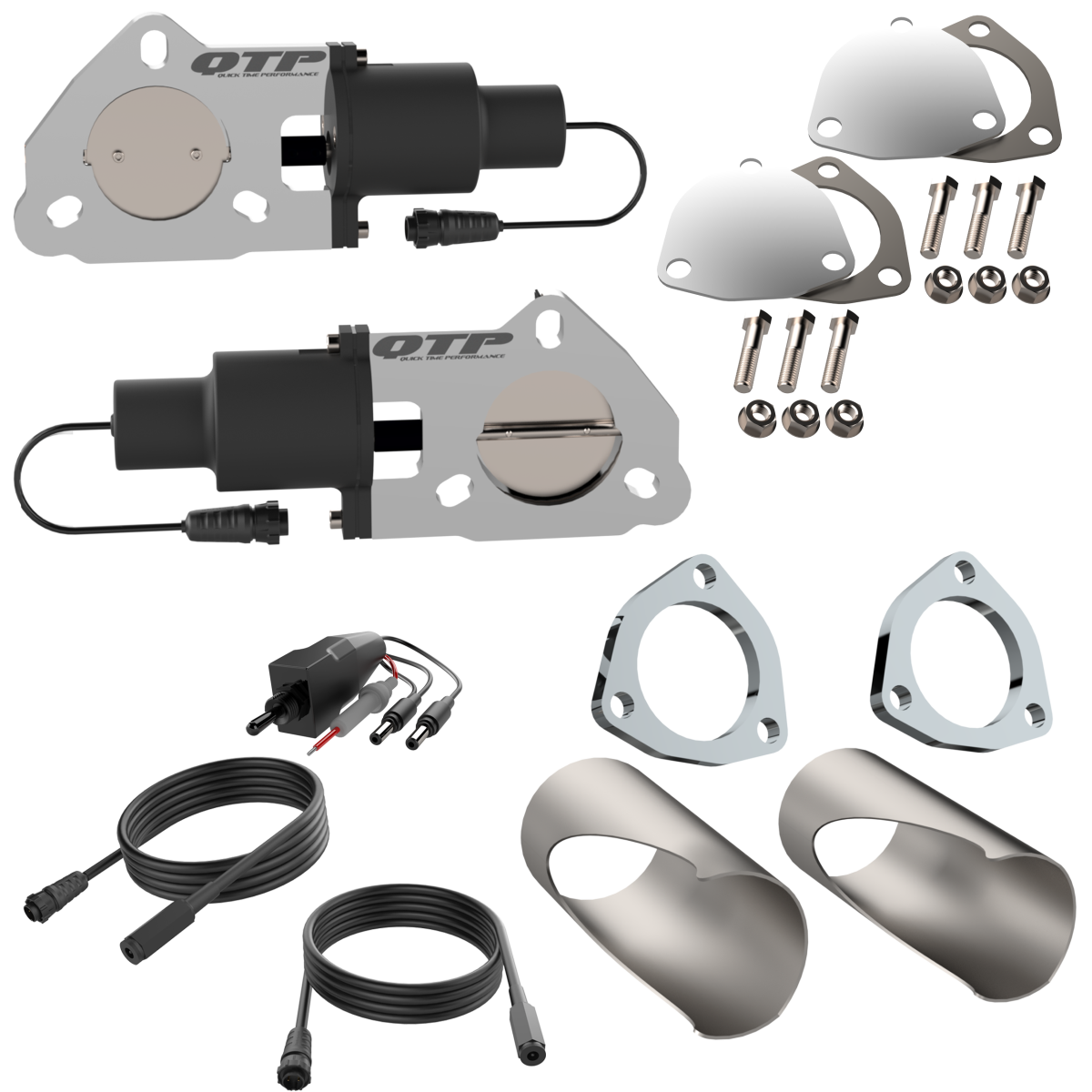 QTP QTEC45DIY dual 2.25-inch electric exhaust cutout DIY kit