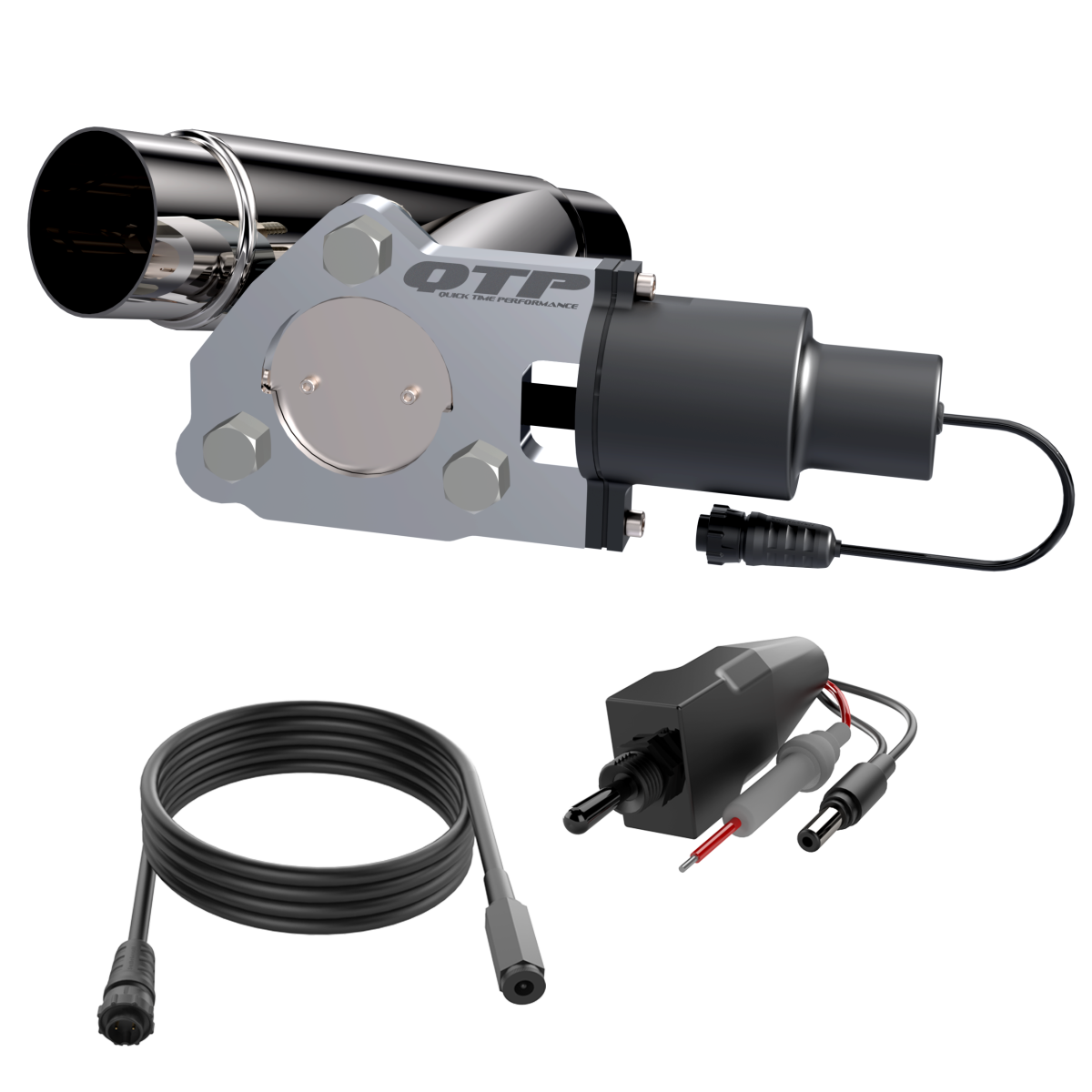 QTP QTEC225CP stainless exhaust cutout pipe, detail view