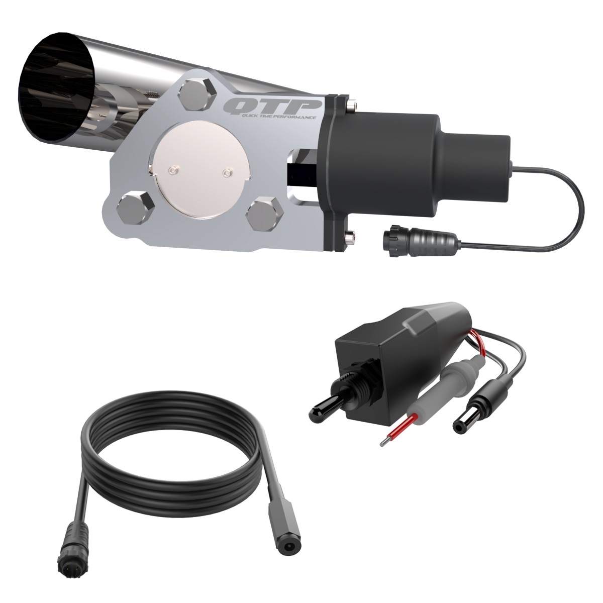 QTP QTEC25CP stainless exhaust cutout pipe, detail view