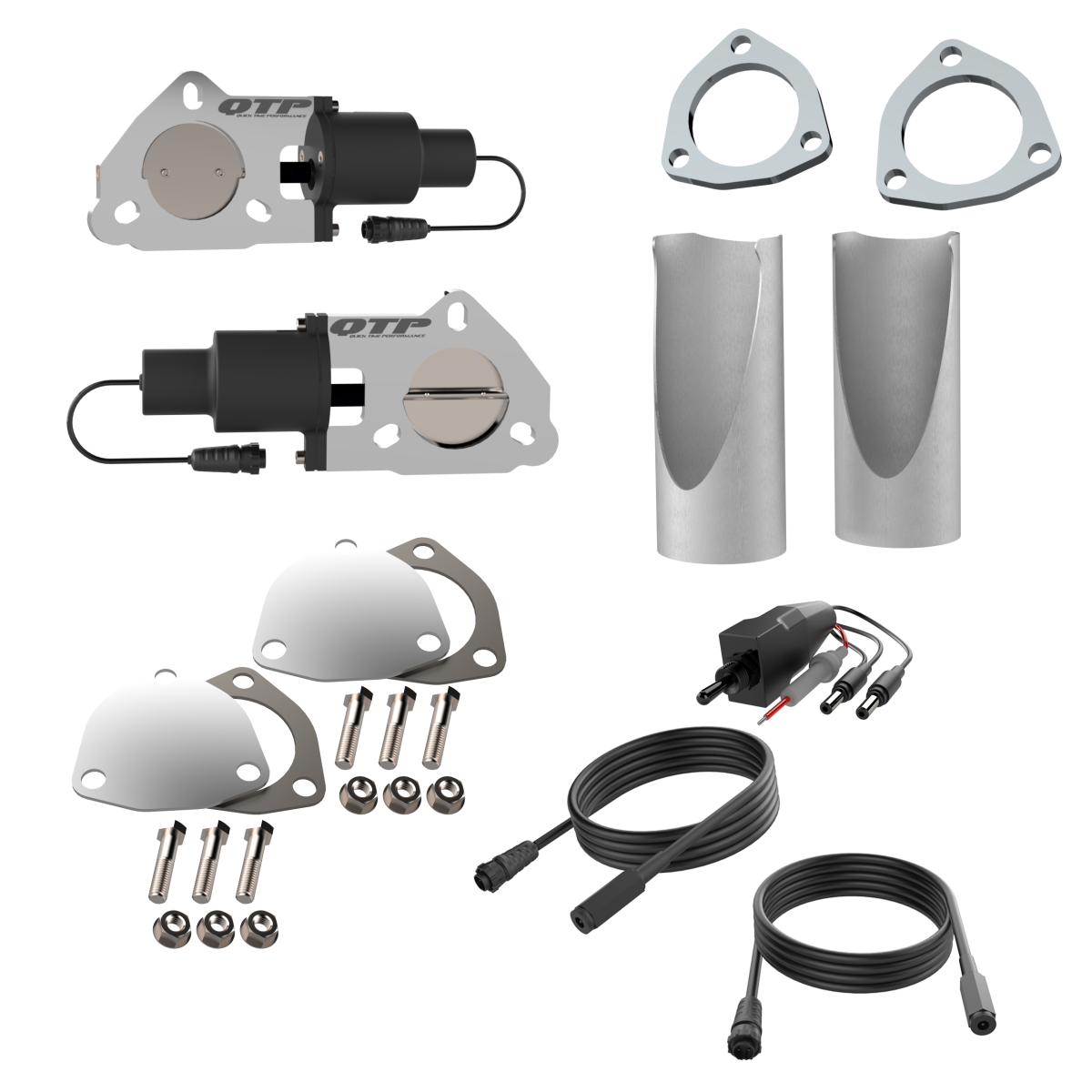 QTP QTEC50DIY dual electric exhaust cutout kit, view 1