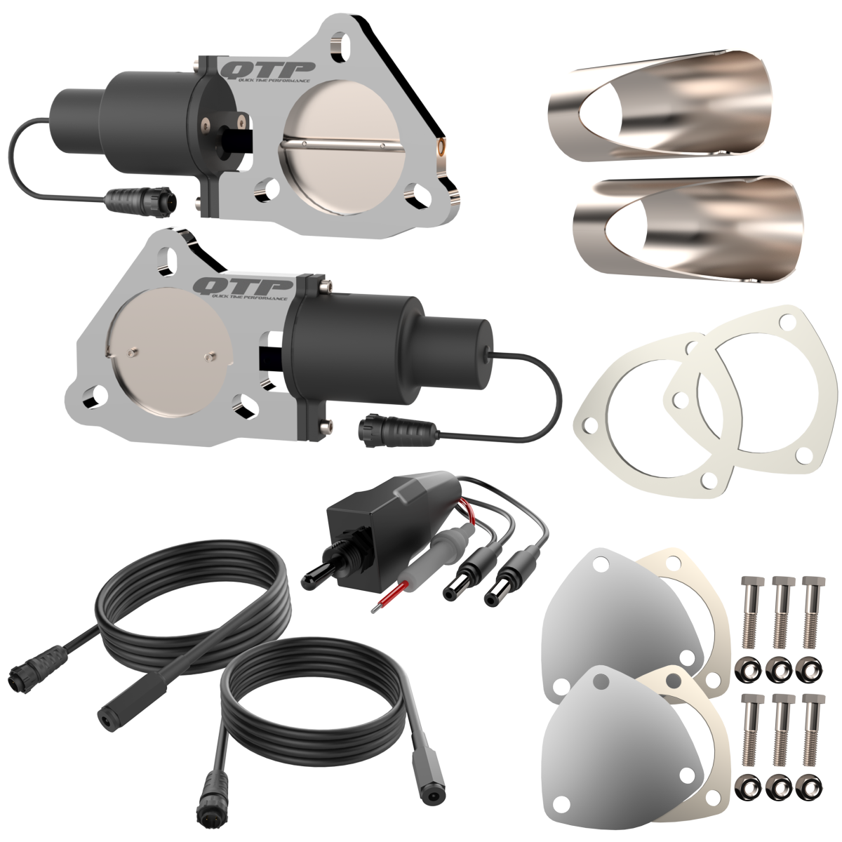 QTP QTEC55DIY dual electric exhaust cutout kit, view 2