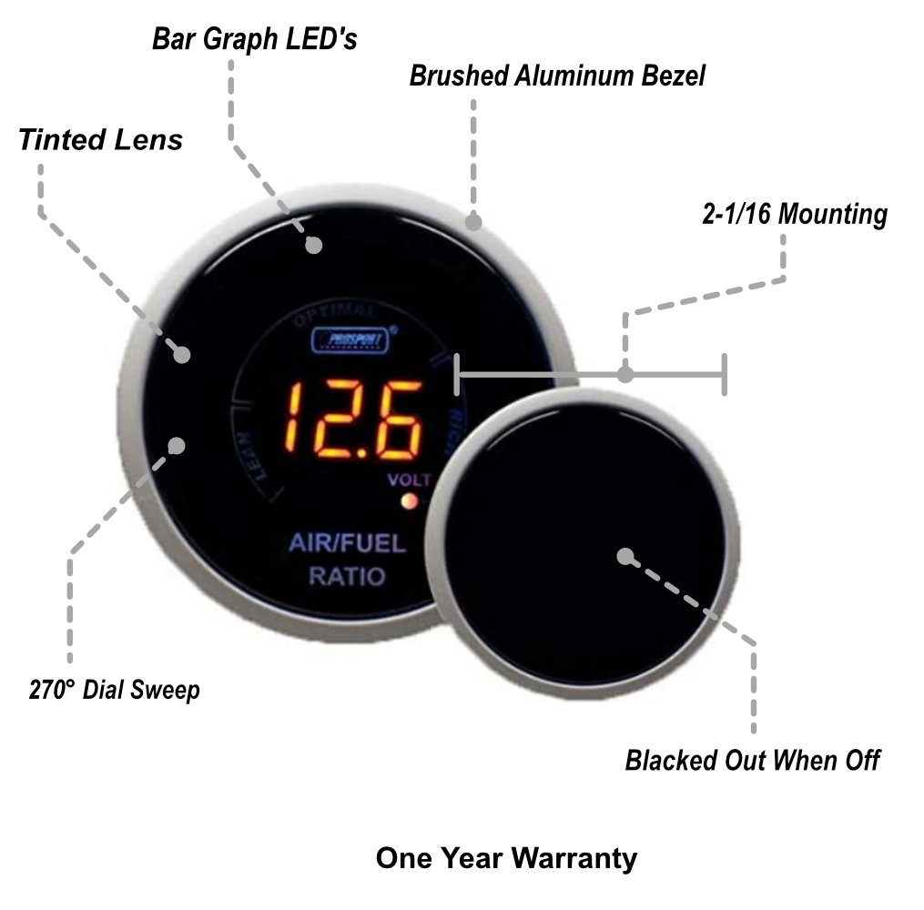 2-1/16" Digital Air Fuel Ratio & Volt Gauge-Amber-thumbmail-2