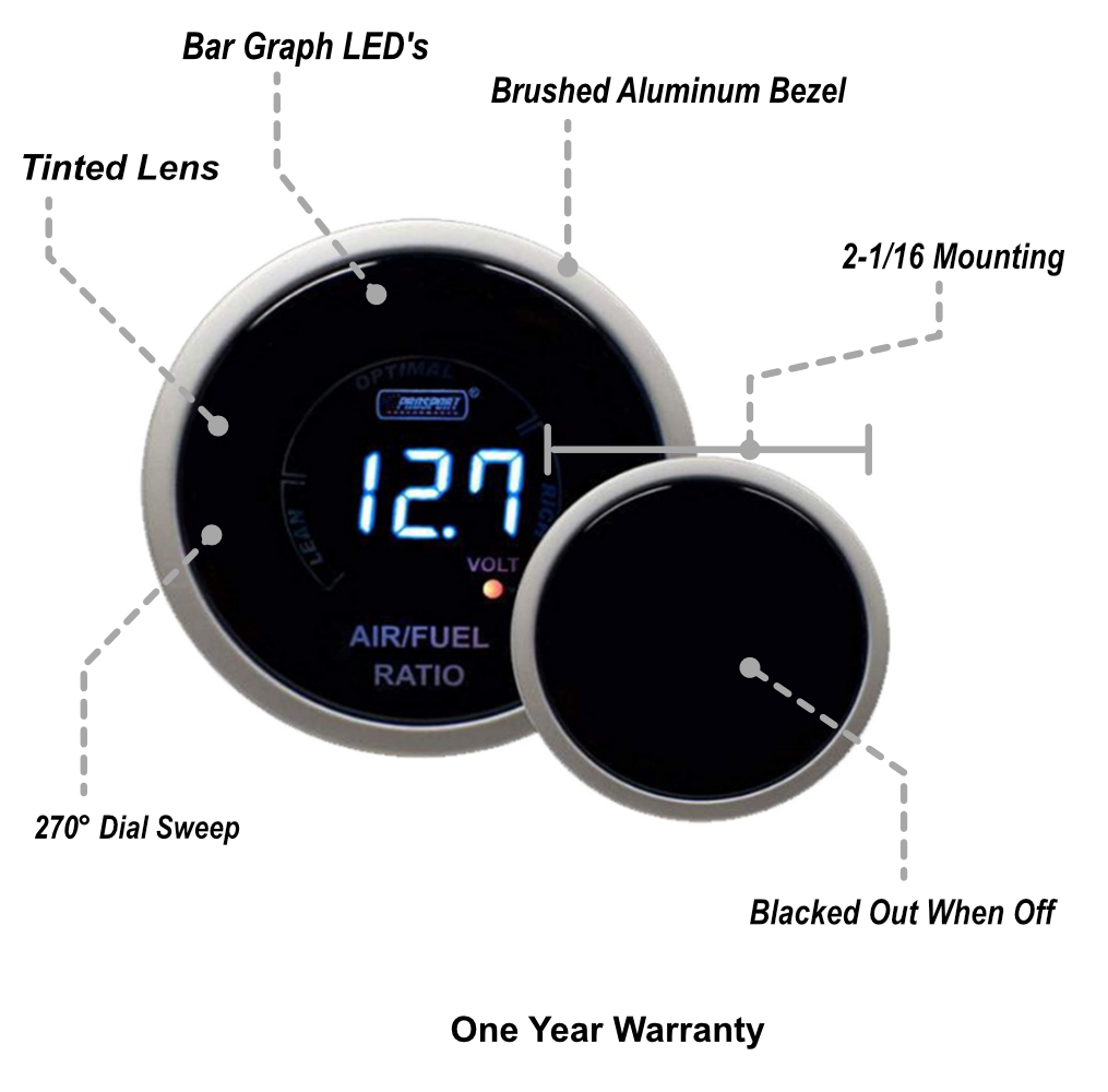2-1/16" Digital Air Fuel Ratio & Volt Gauge - Blue-thumbmail-2