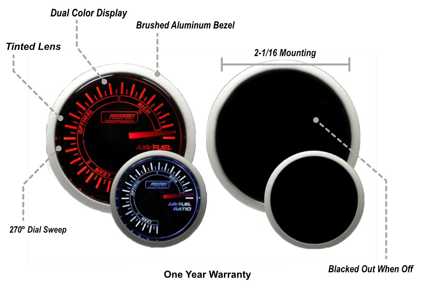 2-1/16" Amber / White -  Air Fuel Ratio Gauge-thumbmail-2