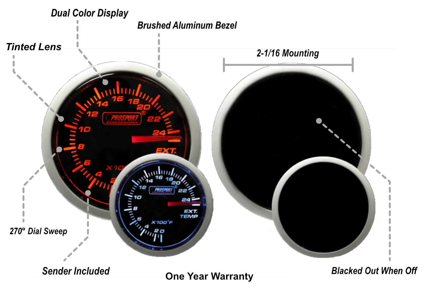 2-3/8" Amber / White -  Exhaust Gas Temperature Gauge-thumbmail-1