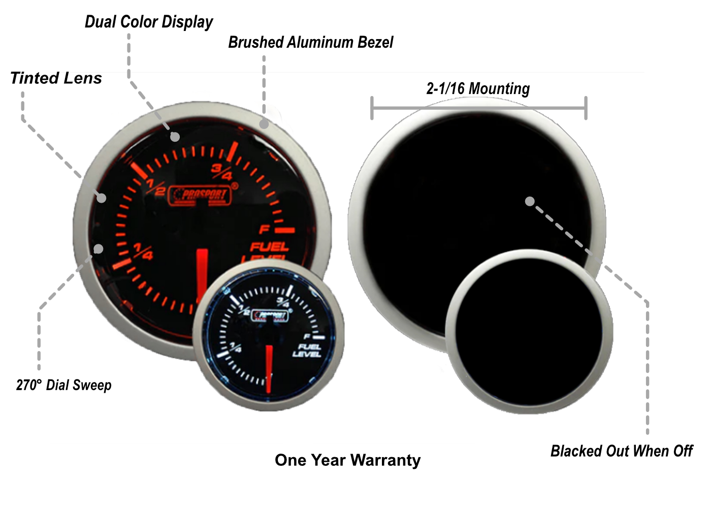 2-1/16" Amber / White - Fuel Level Gauge-thumbmail-2