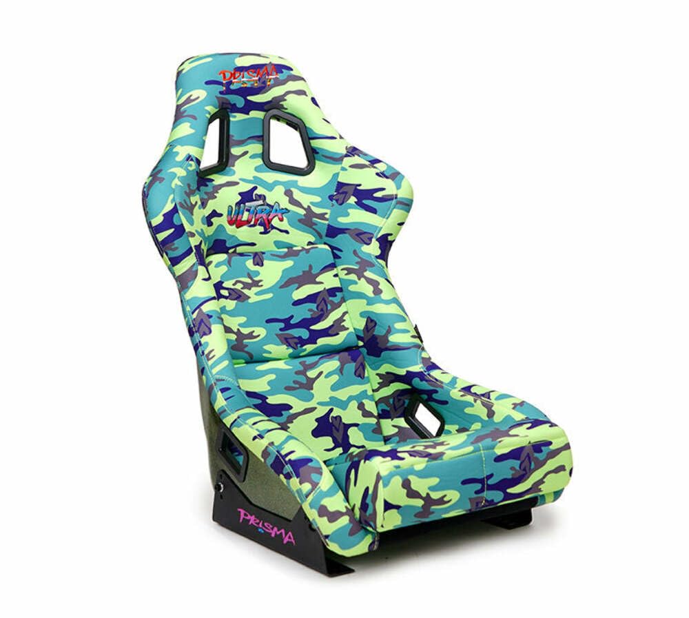NRG FRP Bucket Seat PRISMA Green Camo Edition Vegan Matl. w/ Phone Pkt. - Green pearl back - Large — FRP-302-GIJ — verified product view 1
