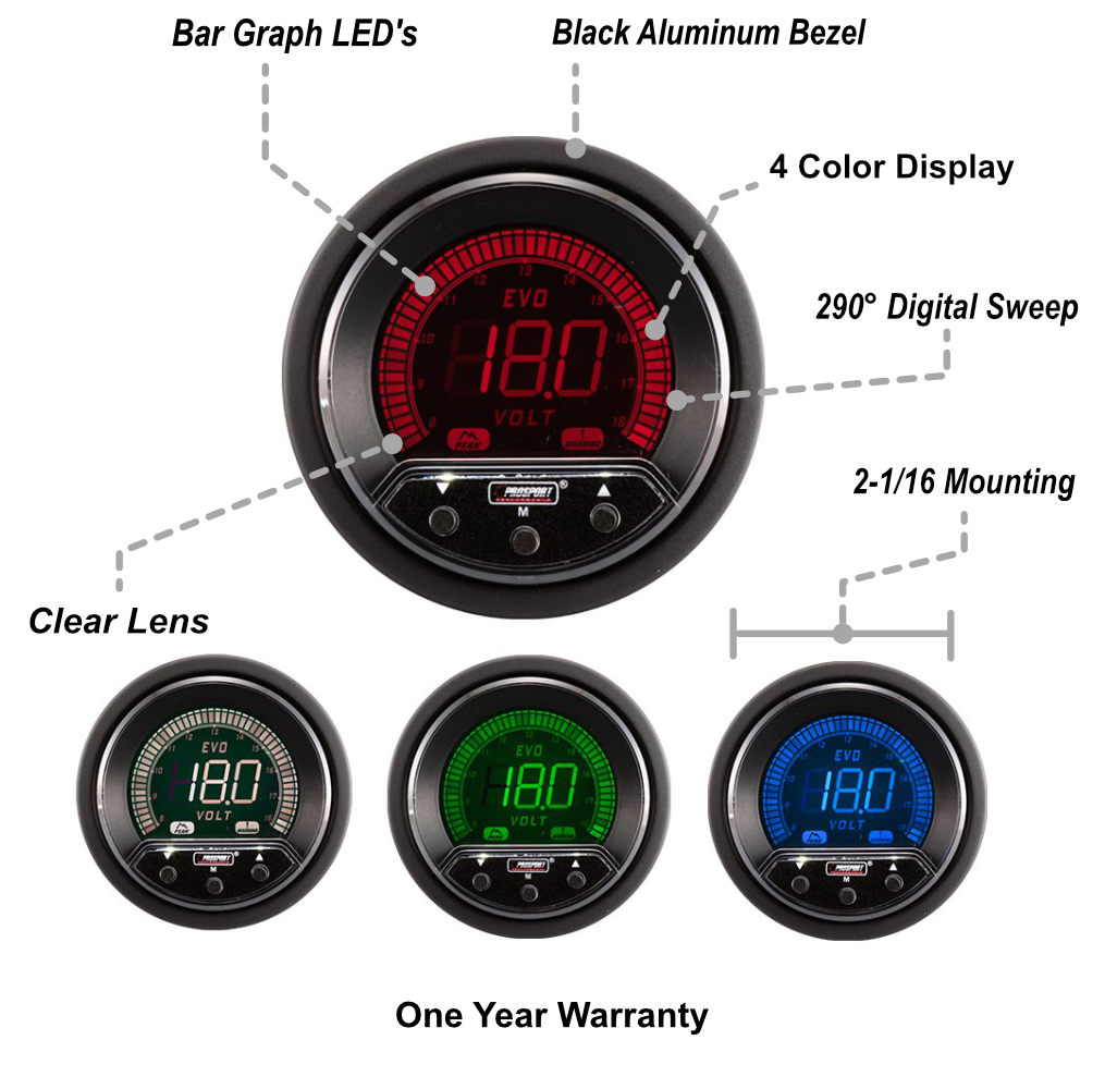 2-1/16" Premium Evo Electrical Volt Gauge-thumbmail-2